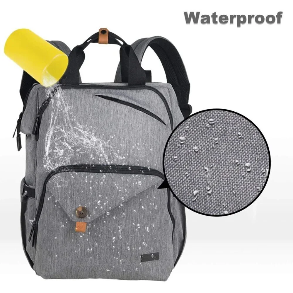 Hap Tim Grey Unisex Diaper‎ Bag Backpack, Large Capacity Travel, Water Resistant